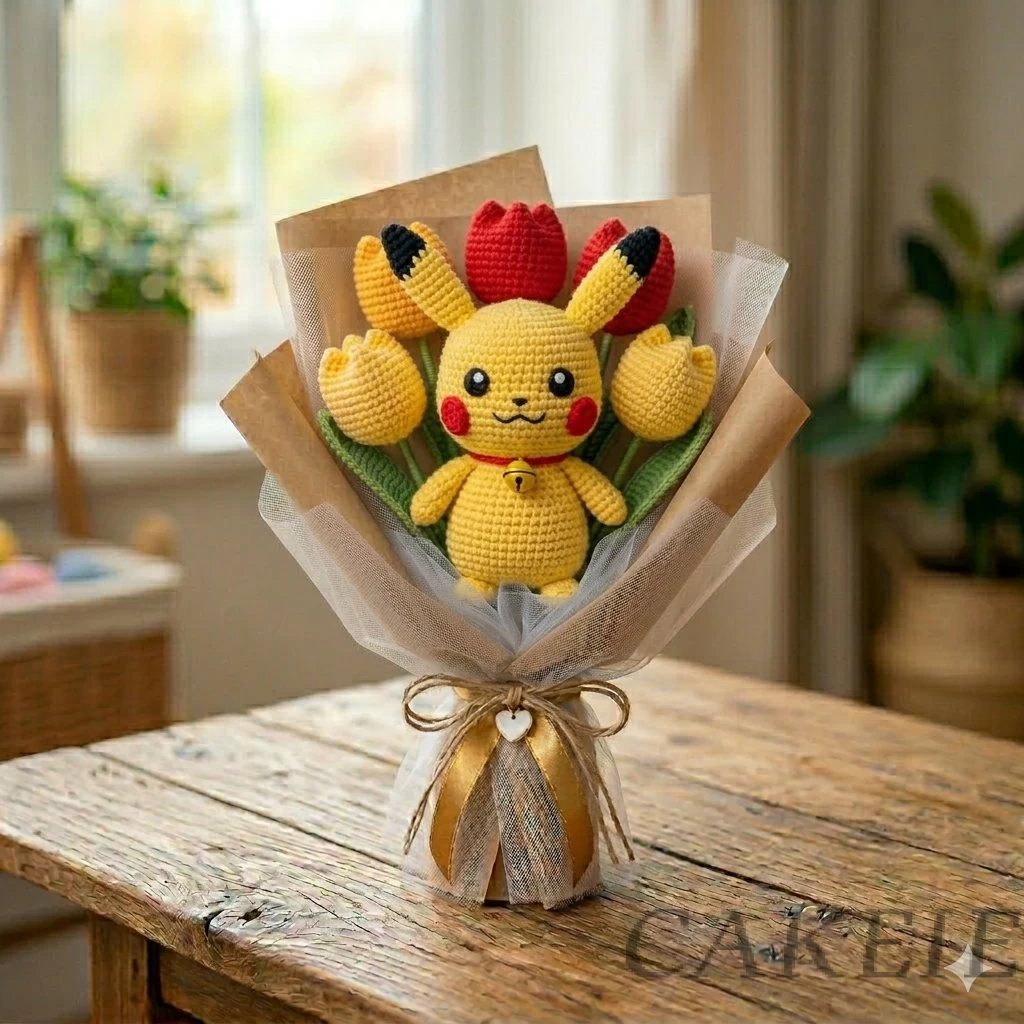 Pikachu Crochet Tulip Bouquet
